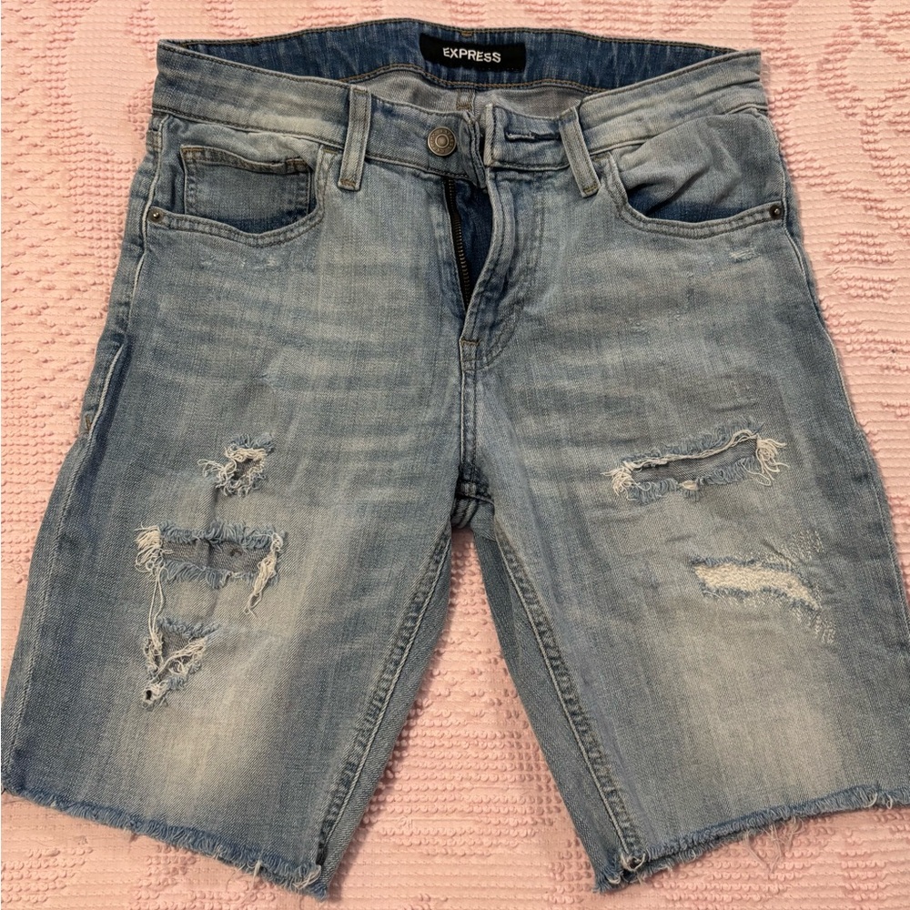 Express Men's Light Blue Jean Shorts